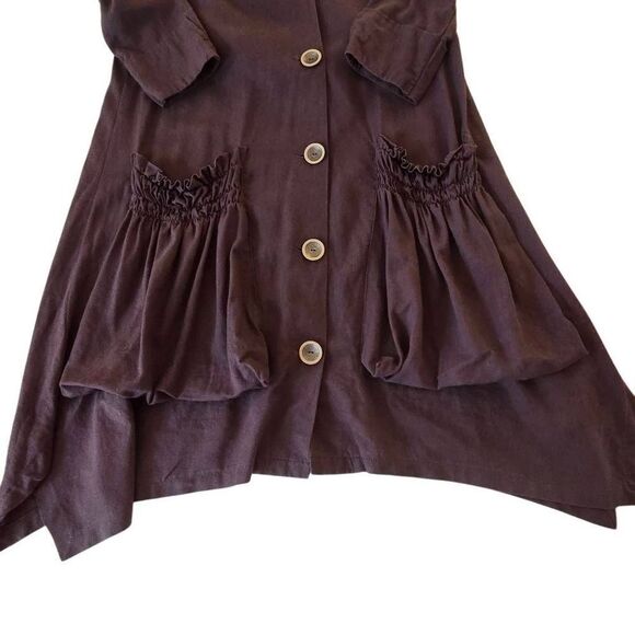 For Cynthia Womens Linen Blend Casual Lagenlook Oversized Pockets Midi Dress XS - Picture 7 of 13